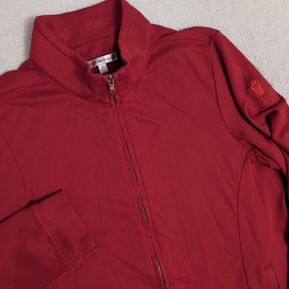 PETER MILLAR Womens XL Red Full Zip Activewear Cotton Jacket Autism For Kids